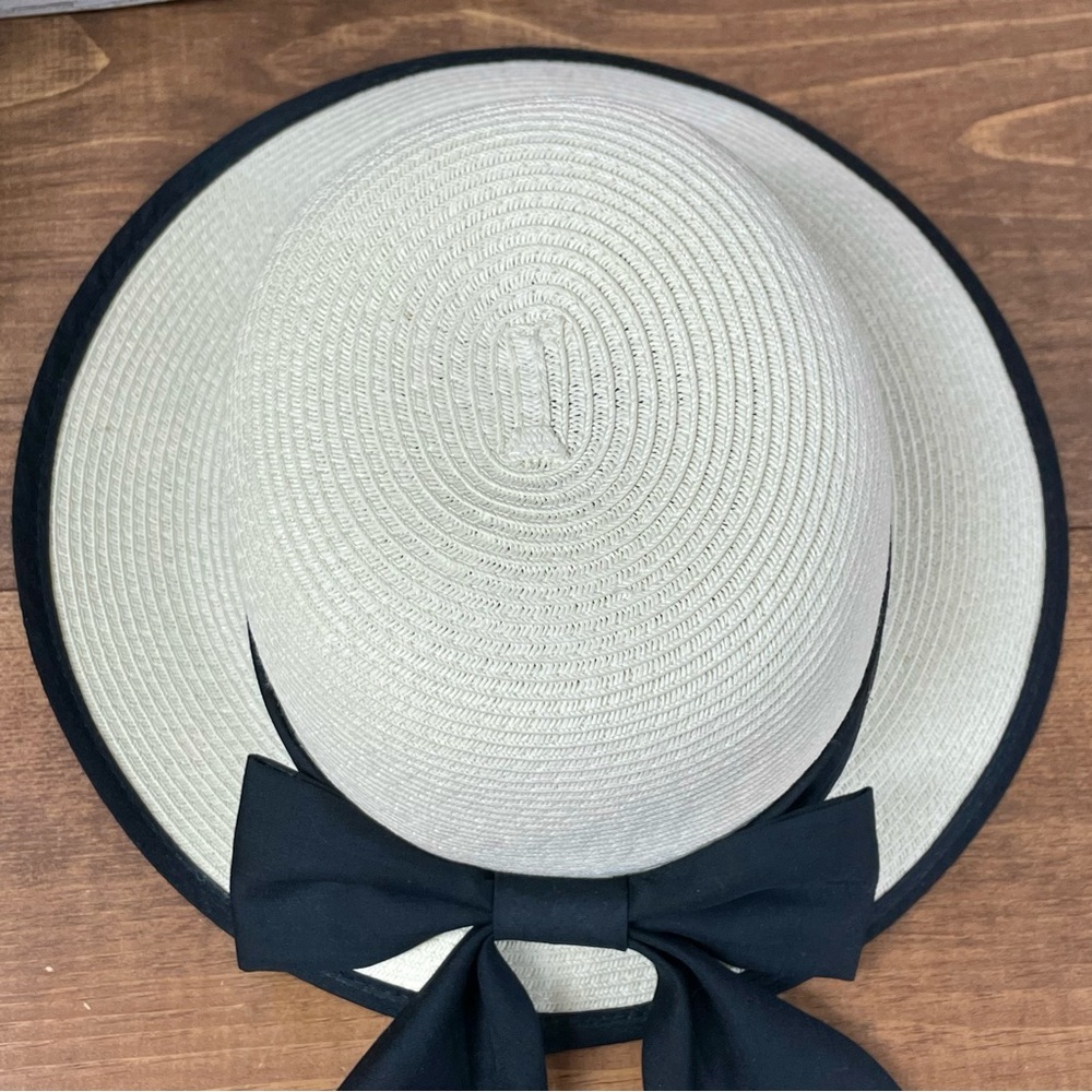 Sun N’ Sand UPF50+ Bow Detail Woven Paper Straw Backless Sun Hat White - Picture 6 of 8